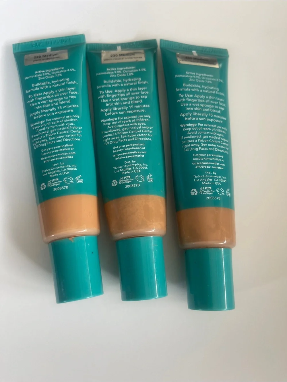 Thrive CC Cream 220 230 medium 3 bottles opened